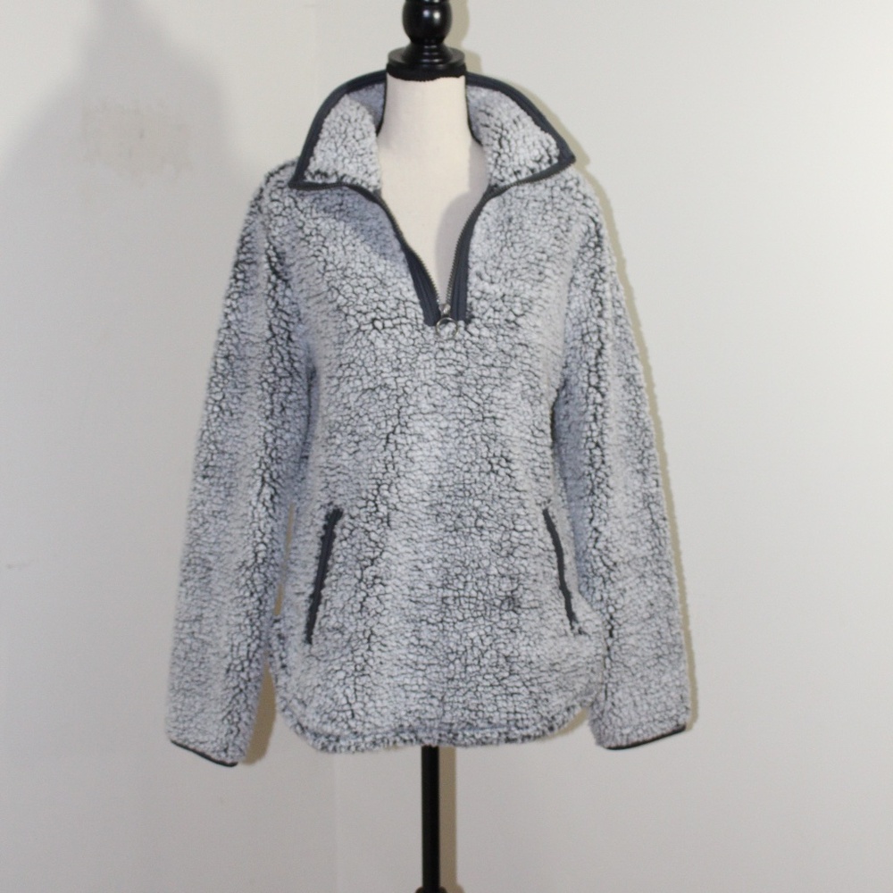 Cozy Sherpa, Quarter zip pull over gray Small